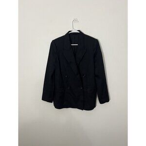 & Other Stories Black Double Breasted Blazer Size 8 Cotton Linen Blend
